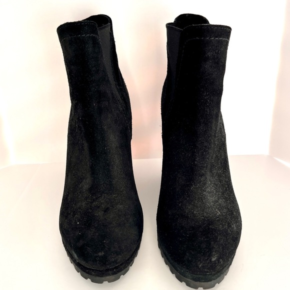 Priori Black Suede Platform Wedge Ankle Bootie - Picture 3 of 5